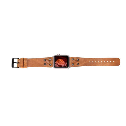Cross with Trok Lederarmband für Apple Watch aus echtem Leder in Schwarz