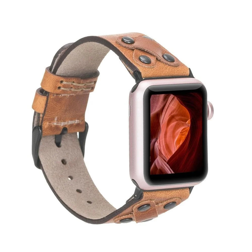 Cross with Trok Lederarmband für Apple Watch aus echtem Leder in Schwarz