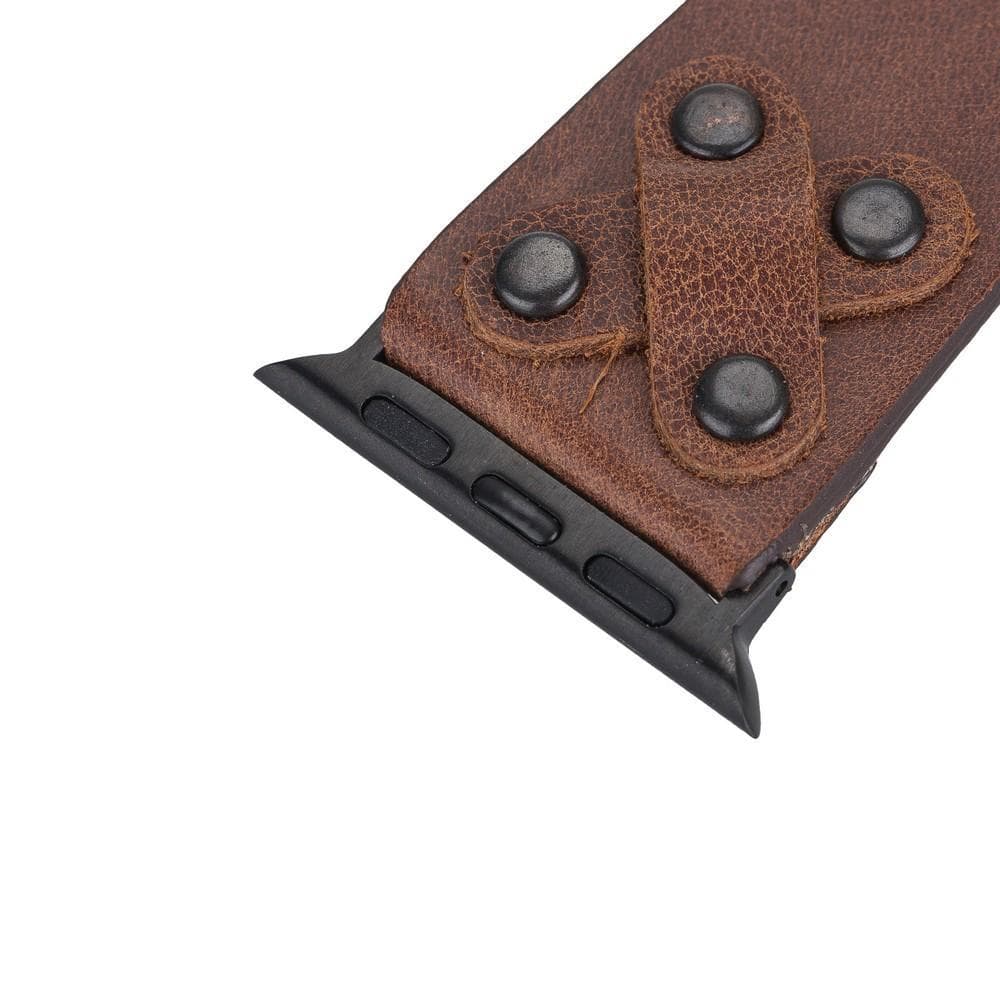 Cross with Trok Lederarmband für Apple Watch aus echtem Leder in Schwarz