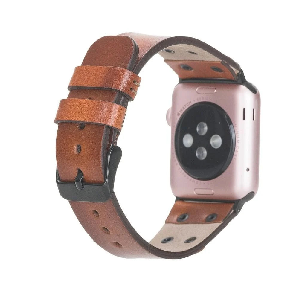 Cross with Trok Lederarmband für Apple Watch aus echtem Leder in Schwarz