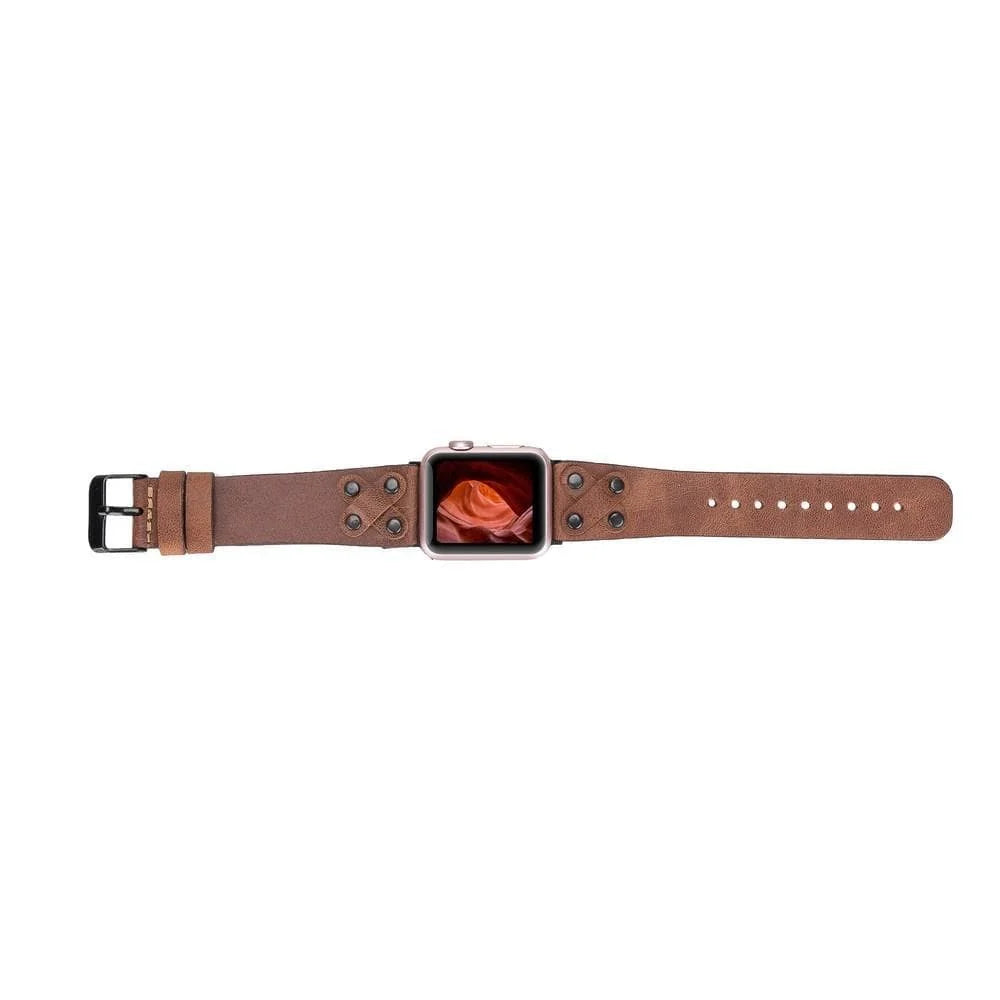 Cross with Trok Lederarmband für Apple Watch aus echtem Leder in Schwarz