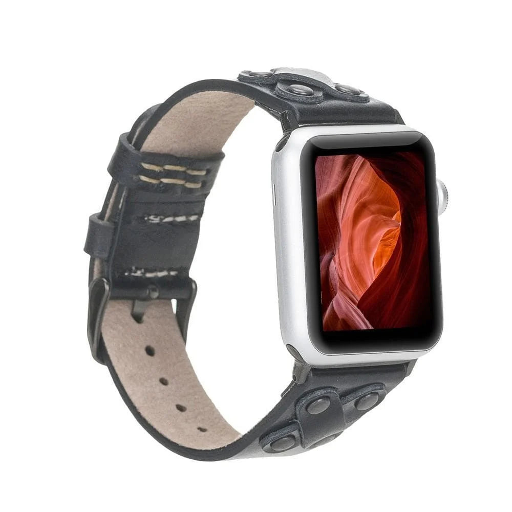 Cross with Trok Lederarmband für Apple Watch aus echtem Leder in Schwarz