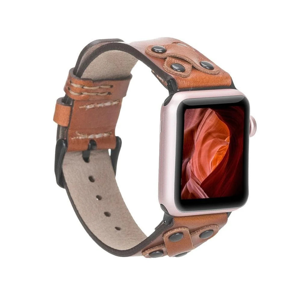 Cross with Trok Lederarmband für Apple Watch aus echtem Leder in Schwarz