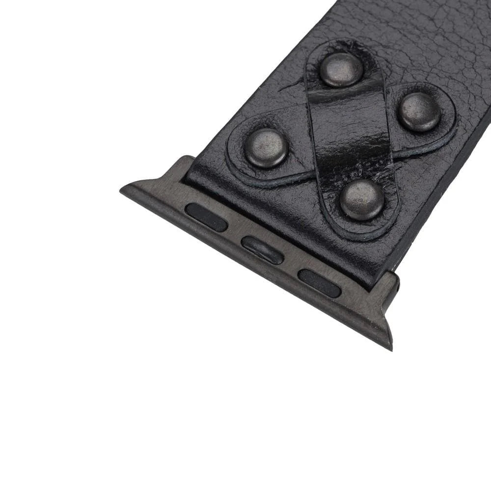 Cross with Trok Lederarmband für Apple Watch aus echtem Leder in Schwarz