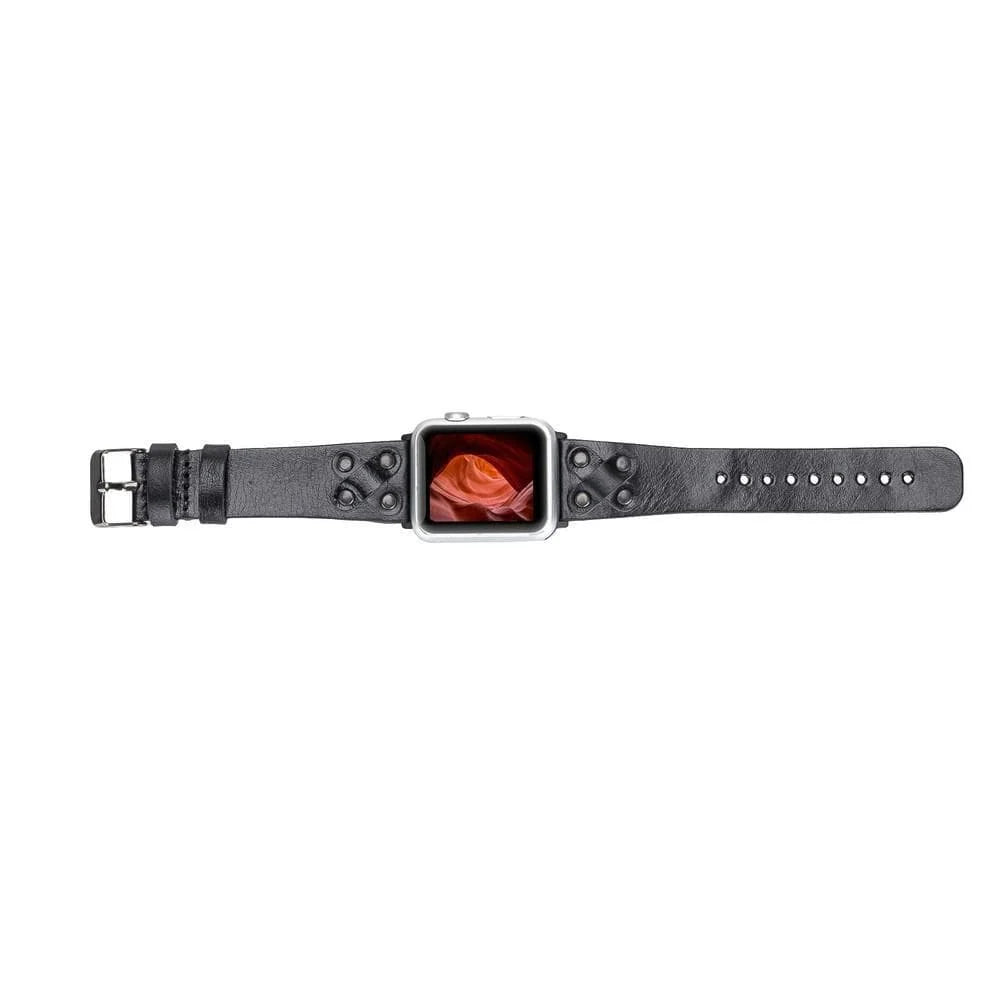 Cross with Trok Lederarmband für Apple Watch aus echtem Leder in Schwarz