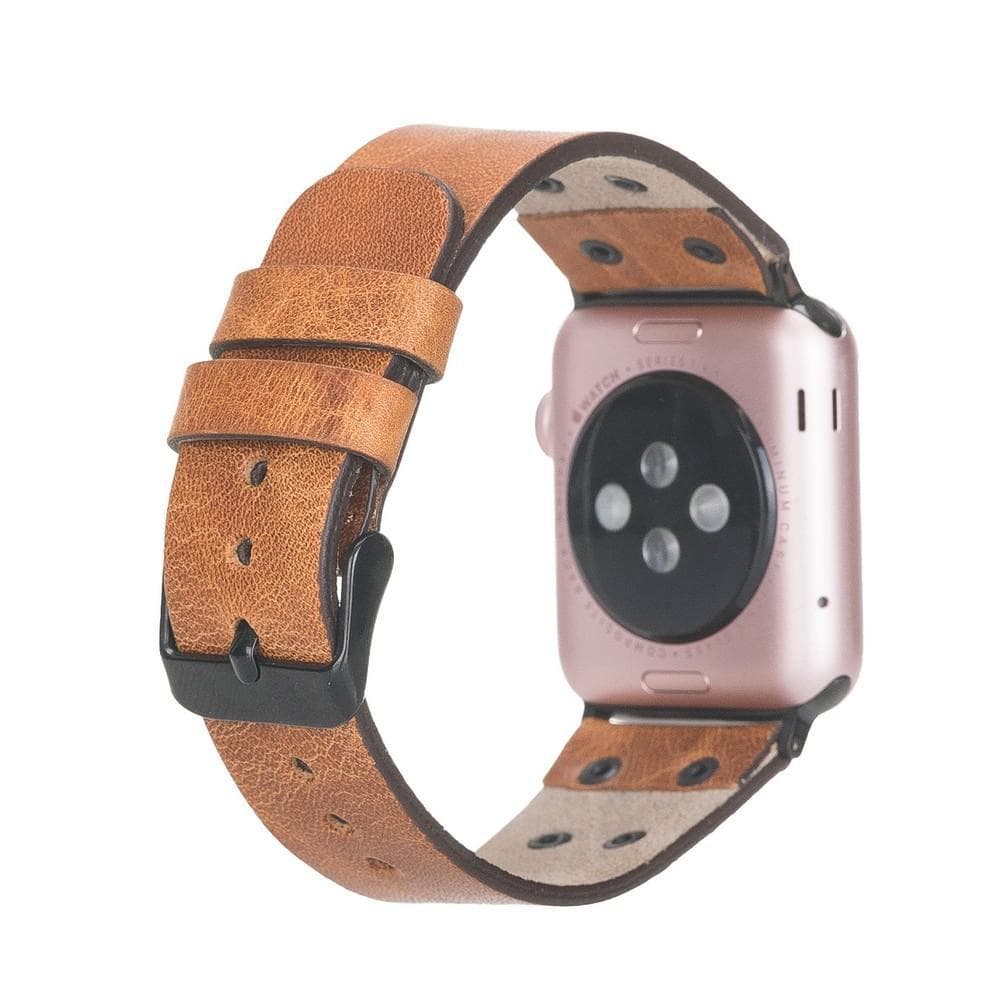 Cross with Trok Lederarmband für Apple Watch aus echtem Leder in Schwarz