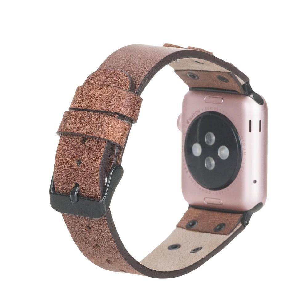 Cross with Trok Lederarmband für Apple Watch aus echtem Leder in Schwarz