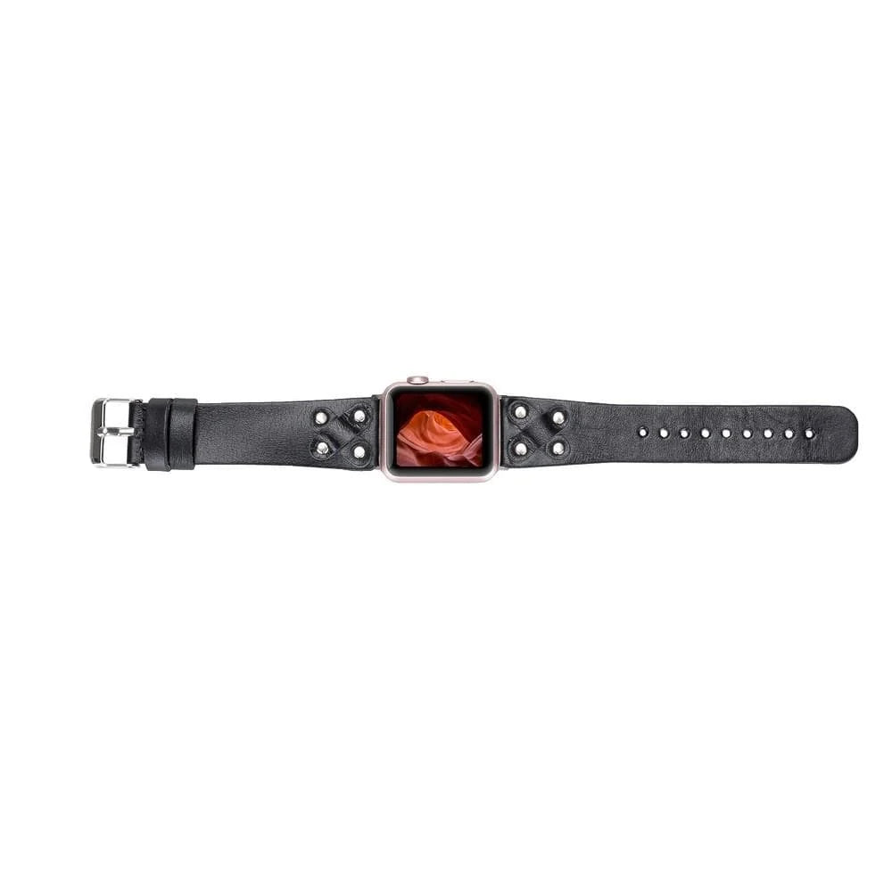 Cross with Silver Trok Lederarmband für Apple Watch aus echtem Leder in Silber