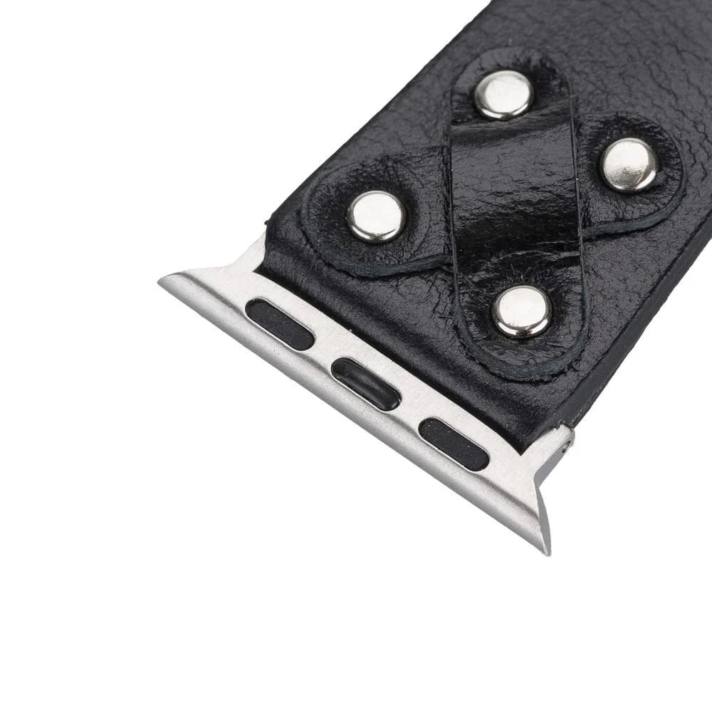 Cross with Silver Trok Lederarmband für Apple Watch aus echtem Leder in Silber
