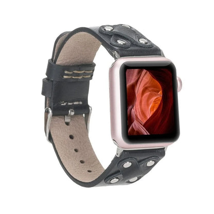 Cross with Silver Trok Lederarmband für Apple Watch aus echtem Leder in Silber