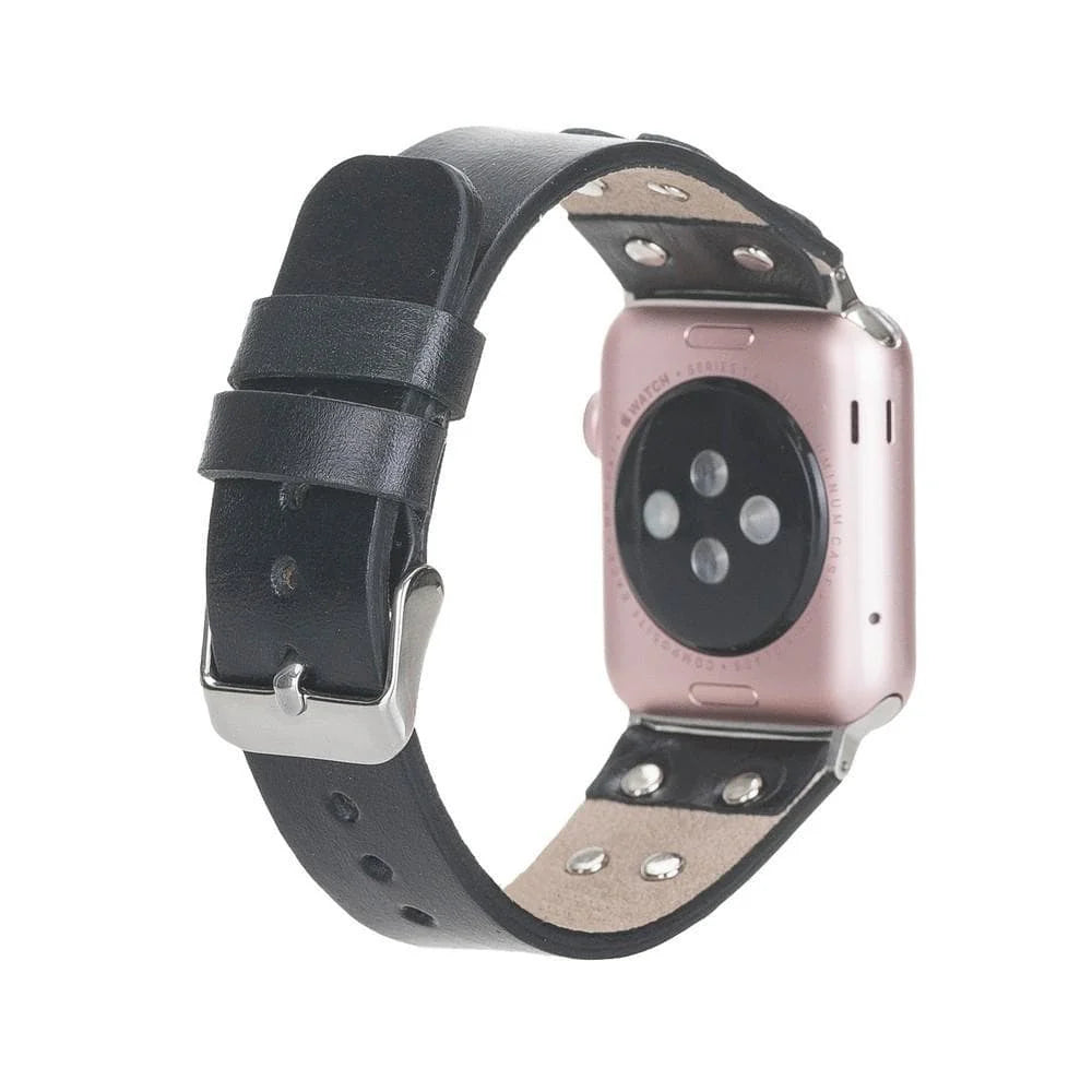 Cross with Silver Trok Lederarmband für Apple Watch aus echtem Leder in Silber