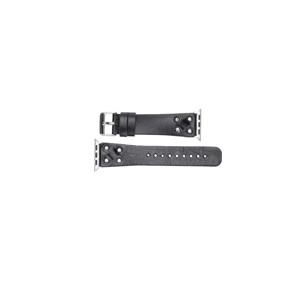 Cross with Silver Trok Lederarmband für Apple Watch aus echtem Leder in Silber