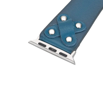 Cross with Silver Trok Lederarmband für Apple Watch aus echtem Leder in Silber