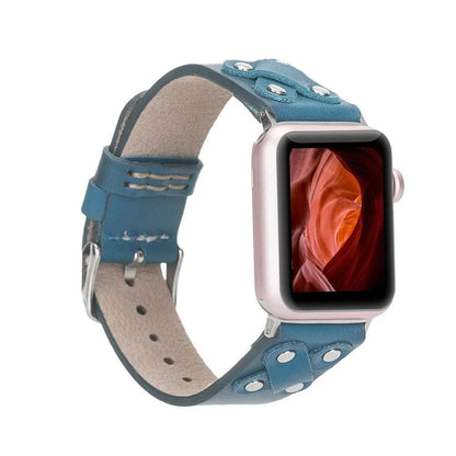Cross with Silver Trok Lederarmband für Apple Watch aus echtem Leder in Grau