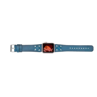 Cross with Silver Trok Lederarmband für Apple Watch aus echtem Leder in Silber