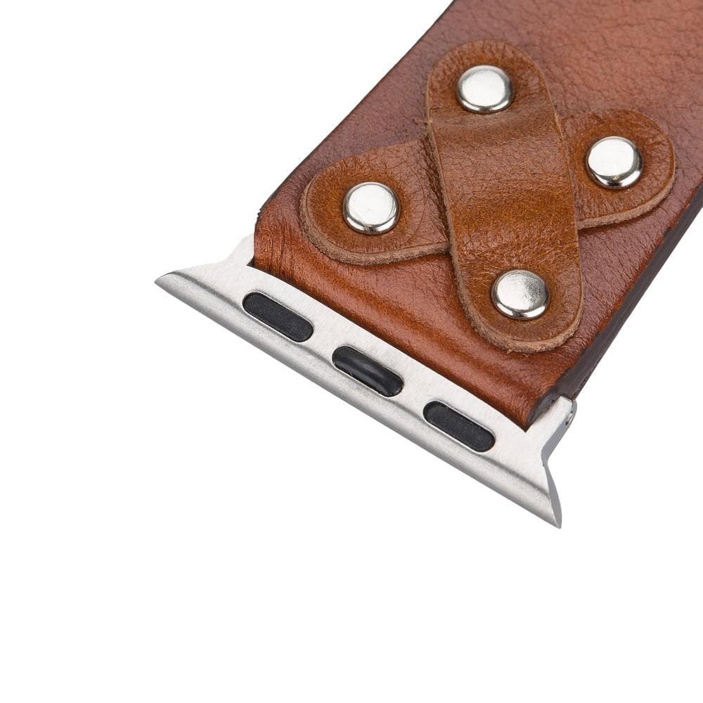 Cross with Silver Trok Lederarmband für Apple Watch aus echtem Leder in Silber