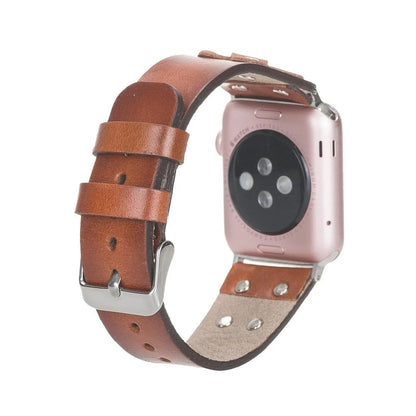 Cross with Silver Trok Lederarmband für Apple Watch aus echtem Leder in Silber