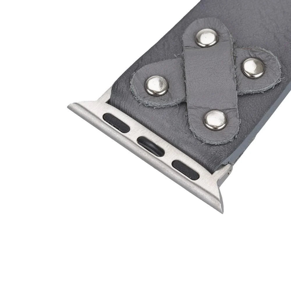Cross with Silver Trok Lederarmband für Apple Watch aus echtem Leder in Silber