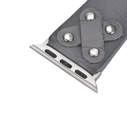 Cross with Silver Trok Lederarmband für Apple Watch aus echtem Leder in Silber