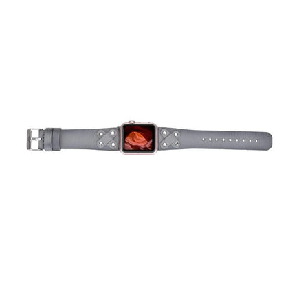 Cross with Silver Trok Lederarmband für Apple Watch aus echtem Leder in Silber