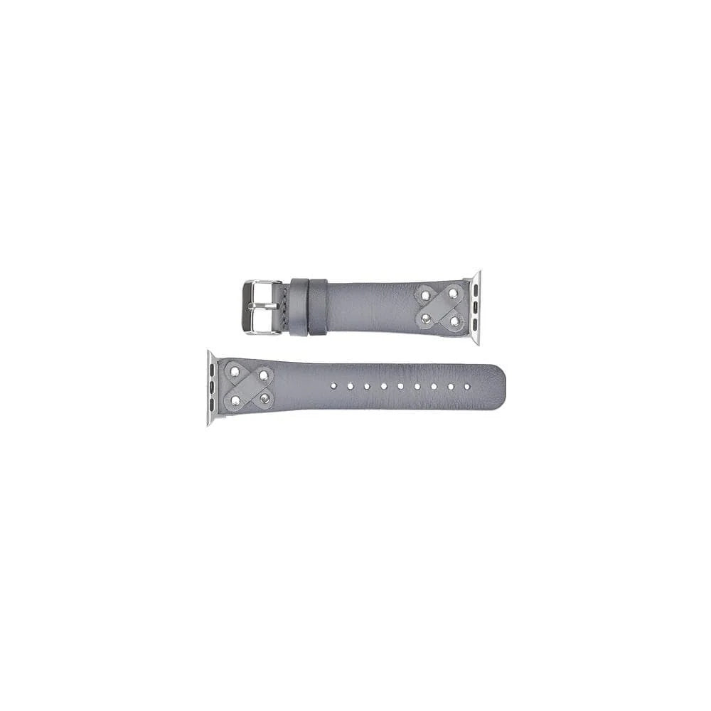 Cross with Silver Trok Lederarmband für Apple Watch aus echtem Leder in Silber