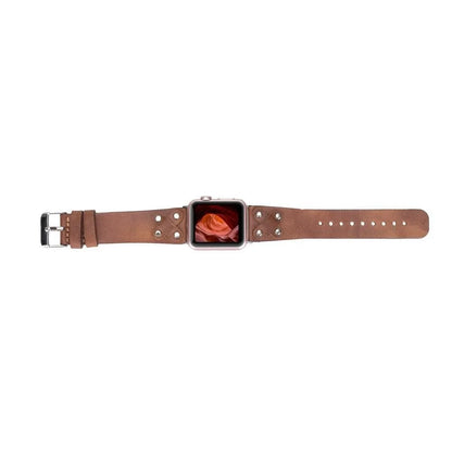 Cross with Silver Trok Lederarmband für Apple Watch aus echtem Leder in Silber