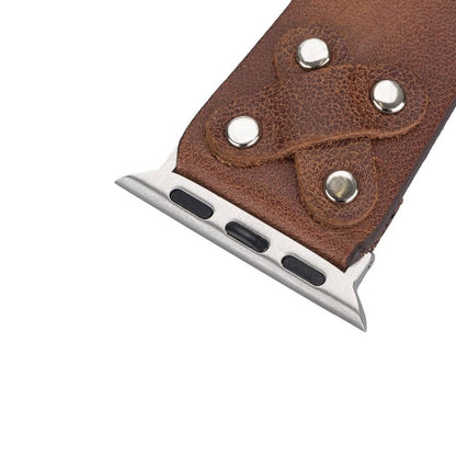 Cross with Silver Trok Lederarmband für Apple Watch aus echtem Leder in Silber