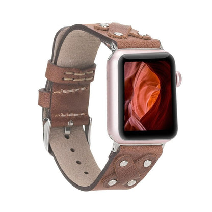 Cross with Silver Trok Lederarmband für Apple Watch aus echtem Leder in Silber