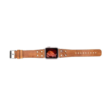 Cross with Silver Trok Lederarmband für Apple Watch aus echtem Leder in Silber