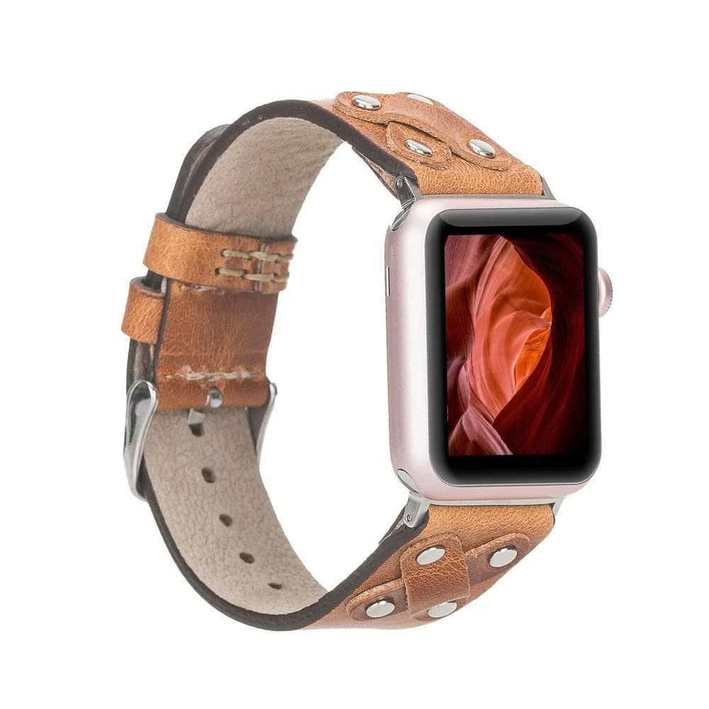 Cross with Silver Trok Lederarmband für Apple Watch aus echtem Leder in Silber