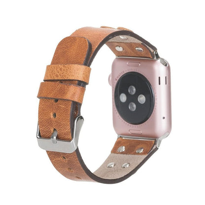 Cross with Silver Trok Lederarmband für Apple Watch aus echtem Leder in Silber