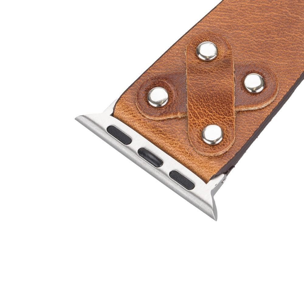 Cross with Silver Trok Lederarmband für Apple Watch aus echtem Leder in Silber