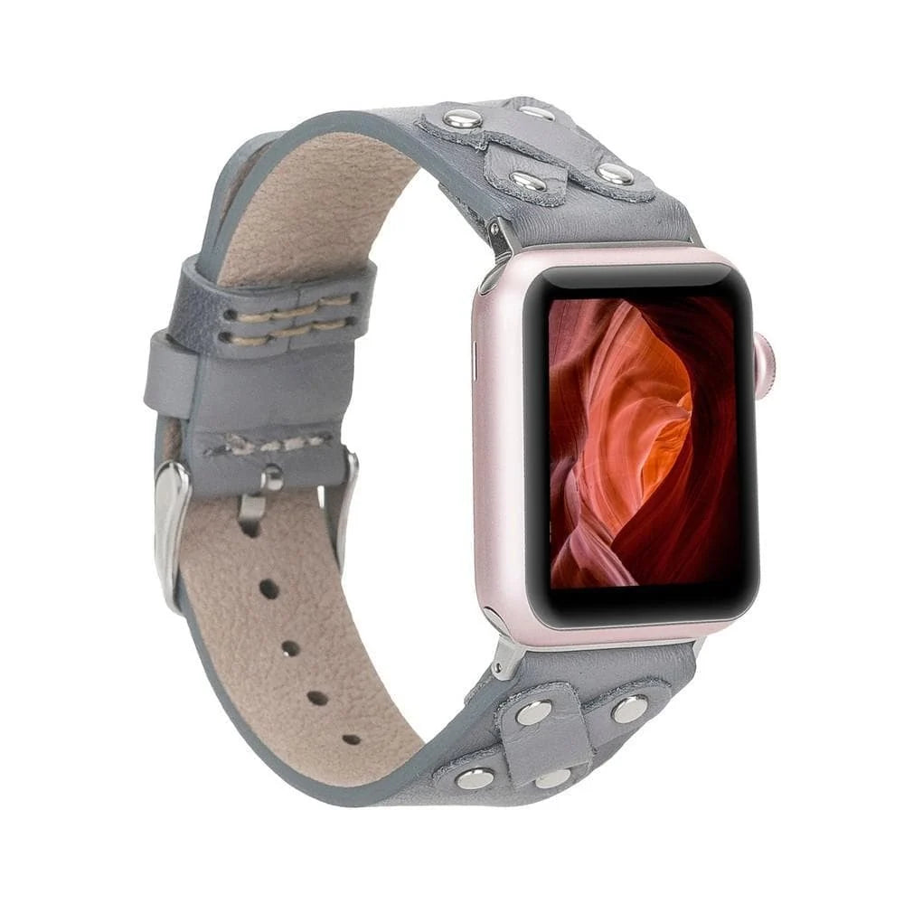 Cross with Silver Trok Lederarmband für Apple Watch aus echtem Leder in Silber