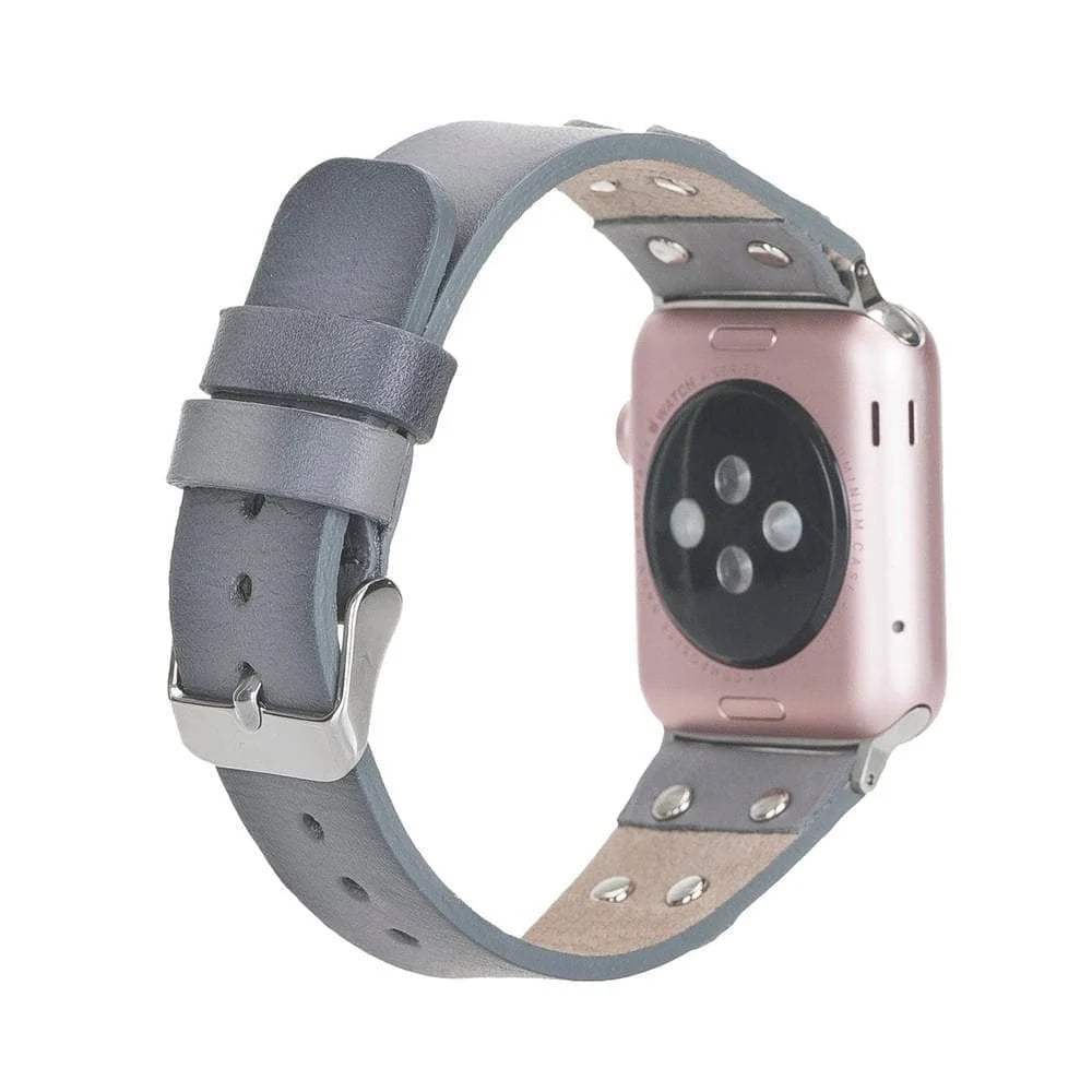 Cross with Silver Trok Lederarmband für Apple Watch aus echtem Leder in Silber