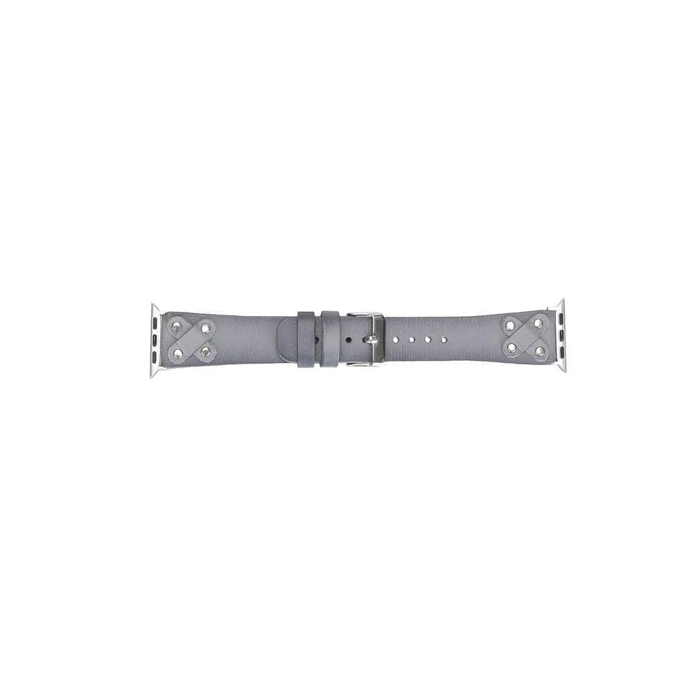 Cross with Silver Trok Lederarmband für Apple Watch aus echtem Leder in Silber