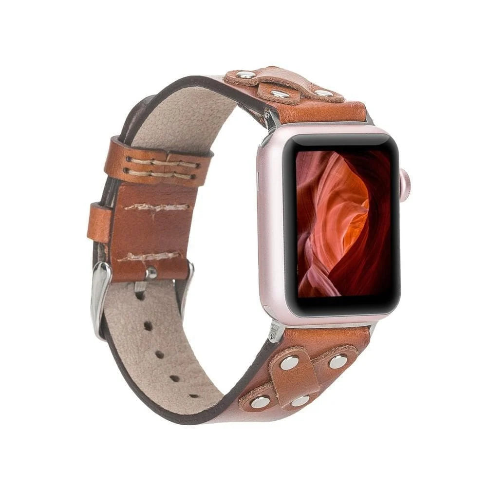 Cross with Silver Trok Lederarmband für Apple Watch aus echtem Leder in Silber