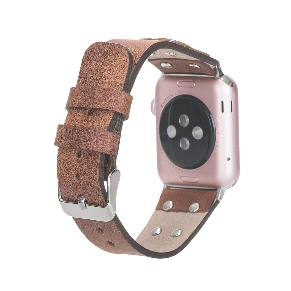 Leather Apple Watch Bands / Cross Style with Silver Trok TN2