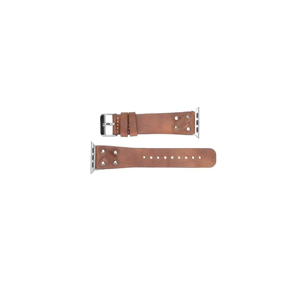 Cross with Silver Trok Lederarmband für Apple Watch aus echtem Leder in Silber