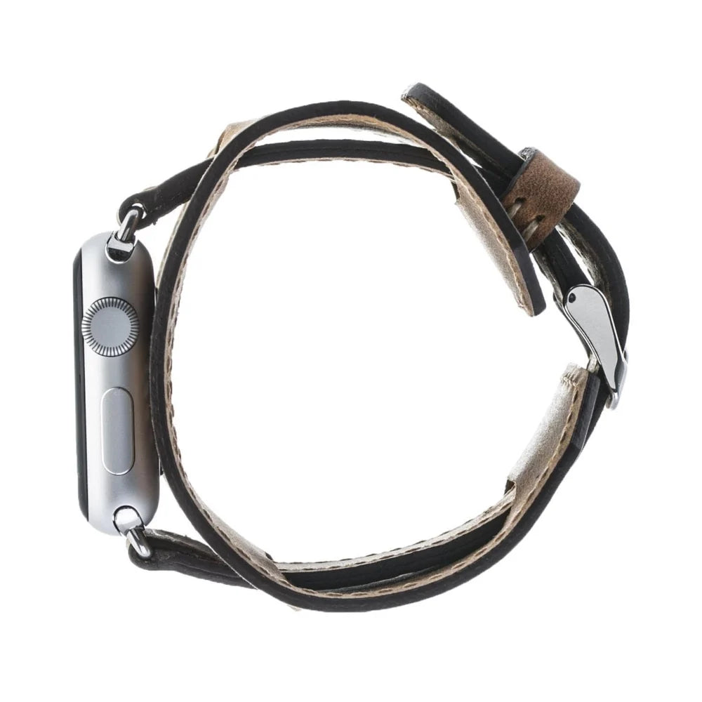 Cuff Lederarmband für Apple Watch aus echtem Leder in Braun
