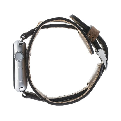Cuff Lederarmband für Apple Watch aus echtem Leder in Braun