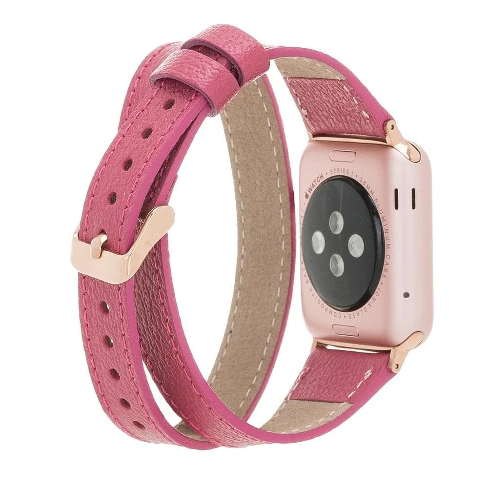 Doppel-Tour Lederarmband für Apple Watch aus echtem Leder