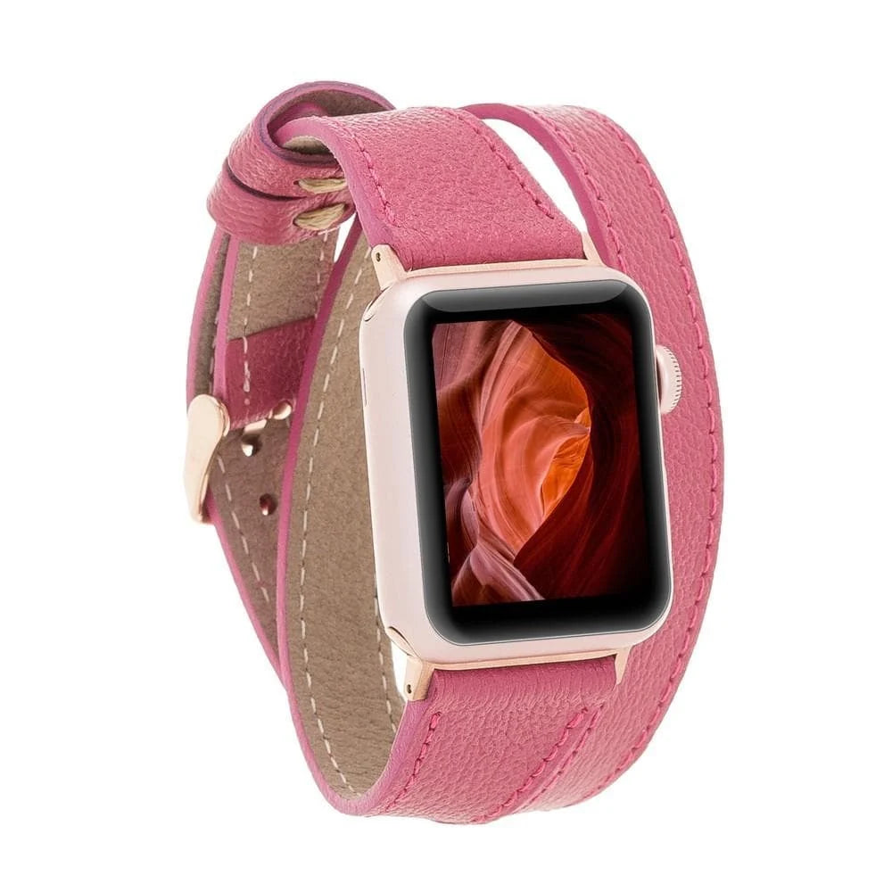 Doppel-Tour Lederarmband für Apple Watch aus echtem Leder