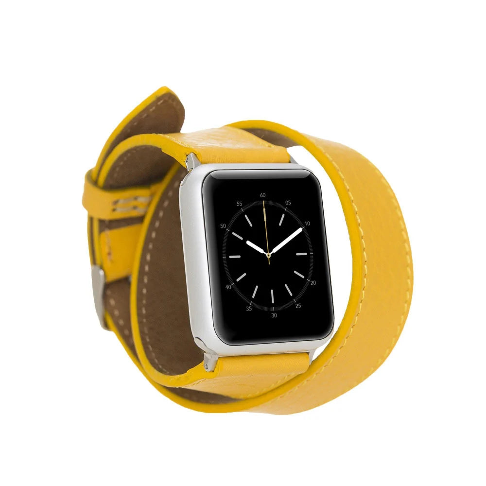 Doppel-Tour Lederarmband für Apple Watch aus echtem Leder
