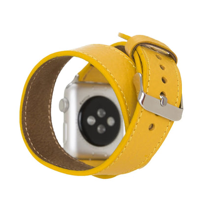 Doppel-Tour Lederarmband für Apple Watch aus echtem Leder in Braun