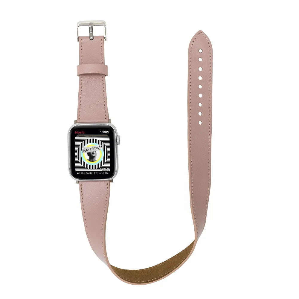 Doppel-Tour Lederarmband für Apple Watch aus echtem Leder