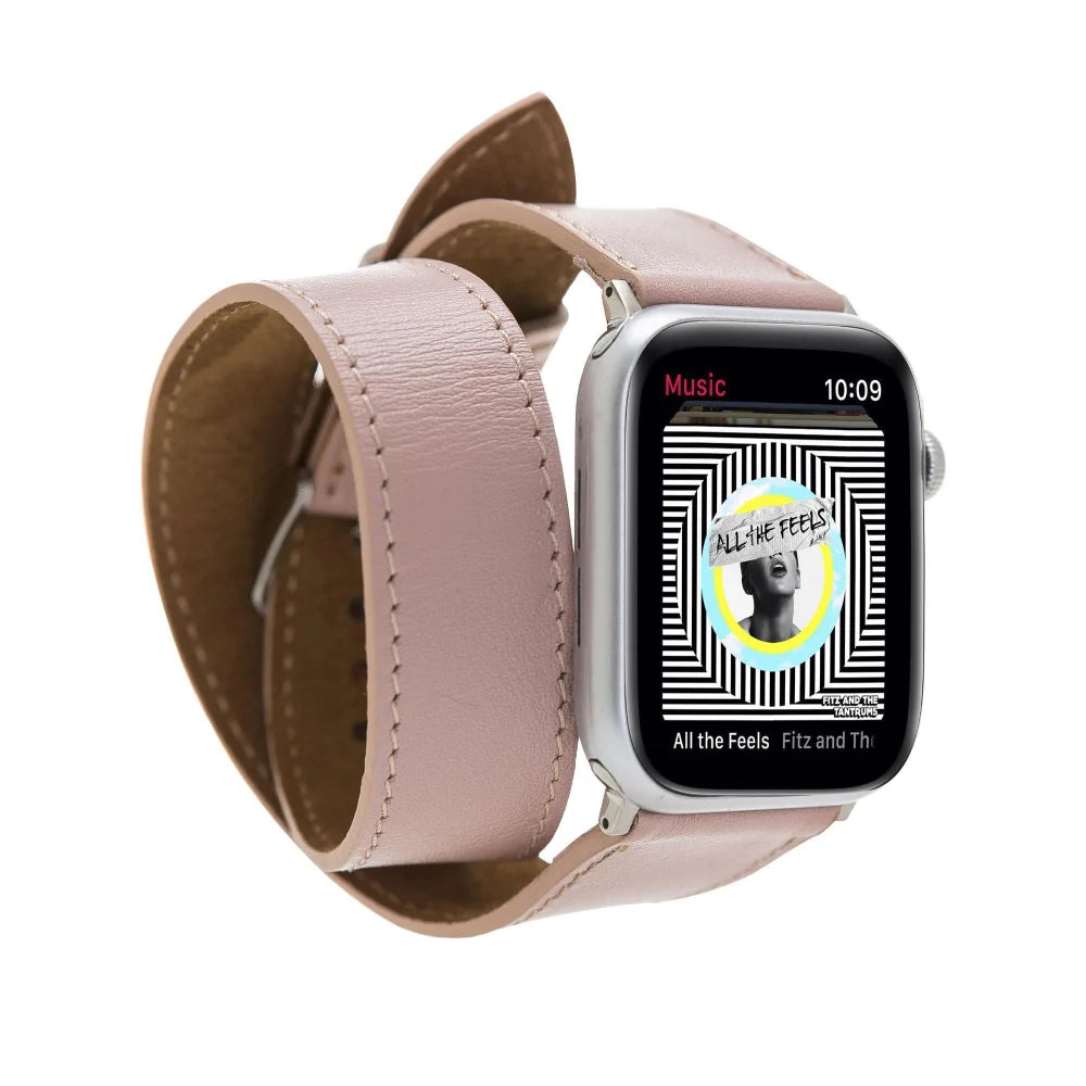 Doppel-Tour Lederarmband für Apple Watch aus echtem Leder
