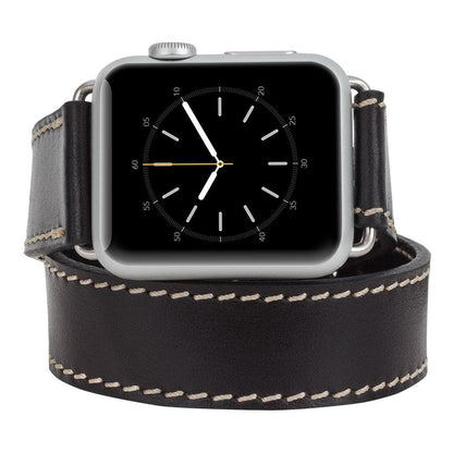 Doppel-Tour Lederarmband für Apple Watch aus echtem Leder