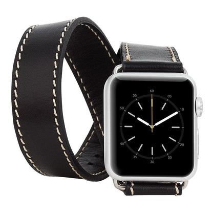 Doppel-Tour Lederarmband für Apple Watch aus echtem Leder