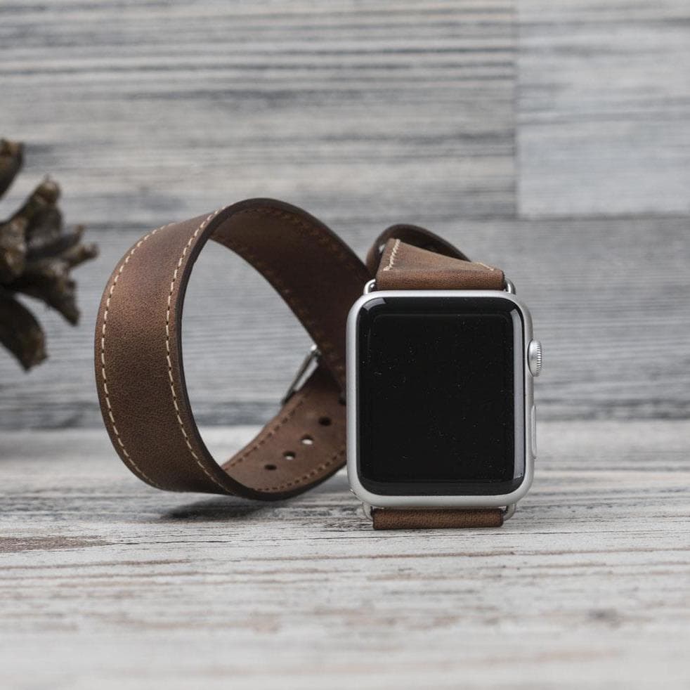 Doppel-Tour Lederarmband für Apple Watch aus echtem Leder