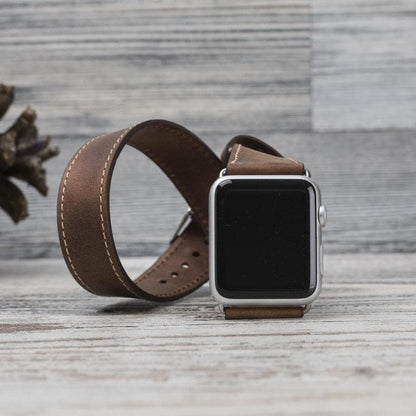Doppel-Tour Lederarmband für Apple Watch aus echtem Leder